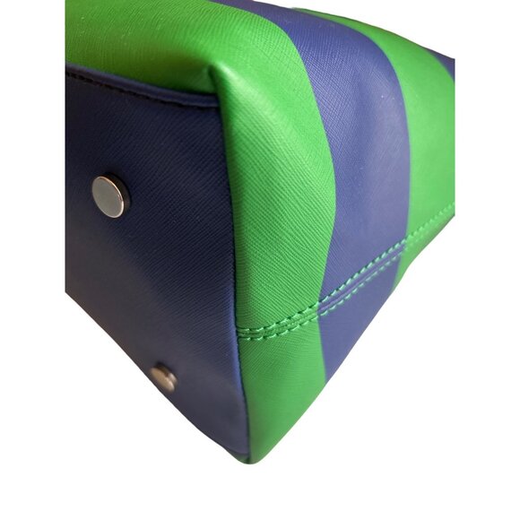 Dana Buchman Womens Blue Green Striped Tote Bag Large Handbag Shoulder Purse - Picture 6 of 16